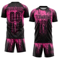 Maillot de football personnalisé rose et noir par sublimation