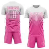 Maillot de football personnalisé rose et blanc par sublimation Maillot de football personnalisé rose et blanc par sublimation