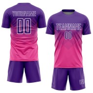 Maillot de football personnalisé rose violet-blanc par sublimation Maillot de football personnalisé rose violet-blanc par sublimation